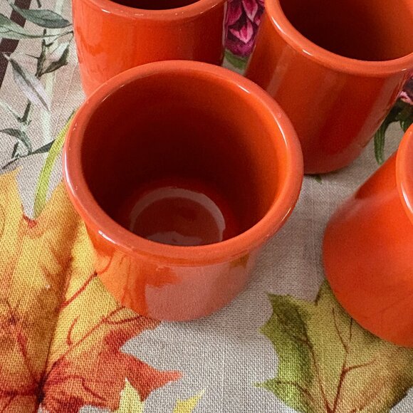 (4) La Fermière Yogurt Pots HTF Orange — Cleaned Rims!! - Picture 2 of 8